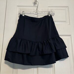J. Crew Navy Blue Layered Tiered Ruffled Wool Blend Mini Skirt Size 0